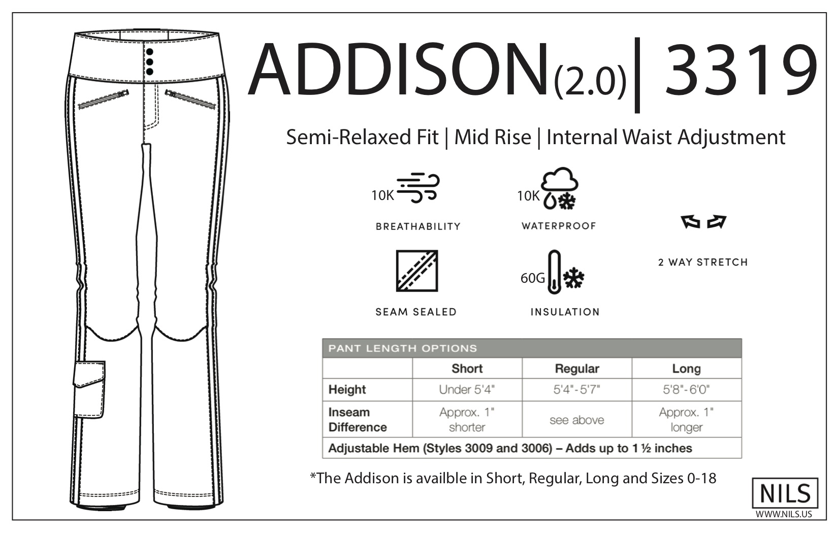 Nils Women's Addison 2.0 Insulated Ski Pants 2020-21 at Northern Ski Works