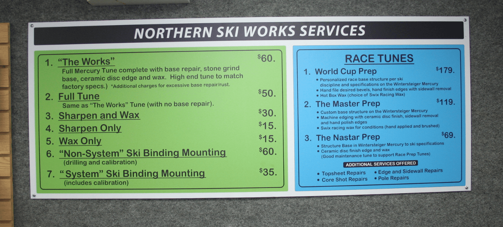 Northern Ski Works Tuning Services