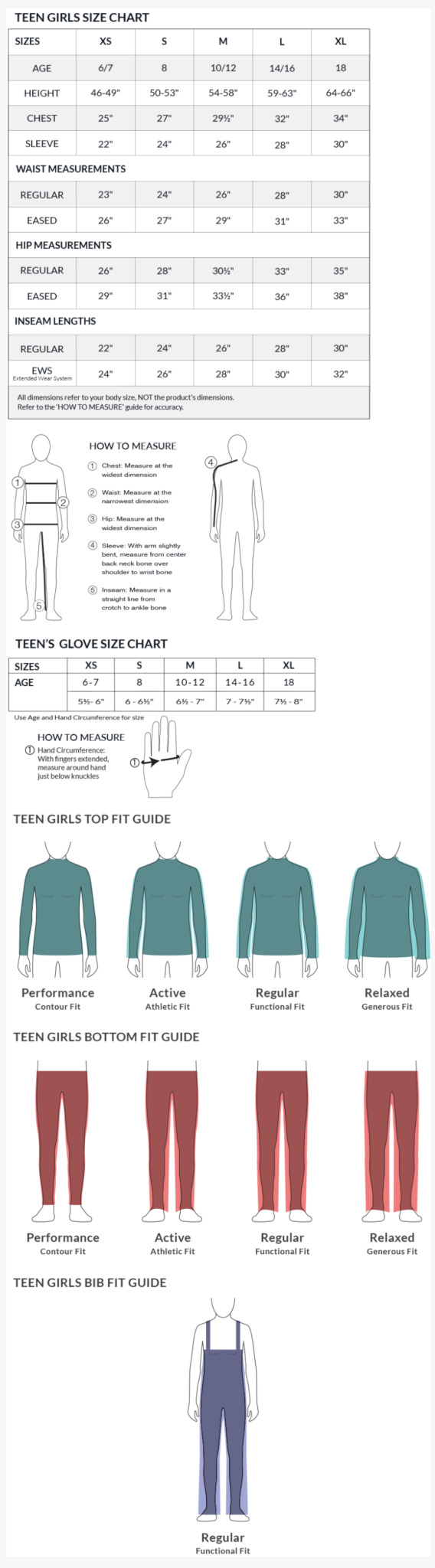 Obermeyer Teen Size Chart