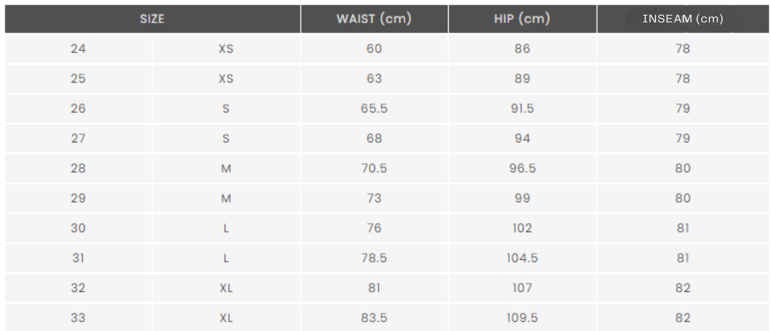 Roxy Women's Snow Pant Size Chart at Northern Ski Works