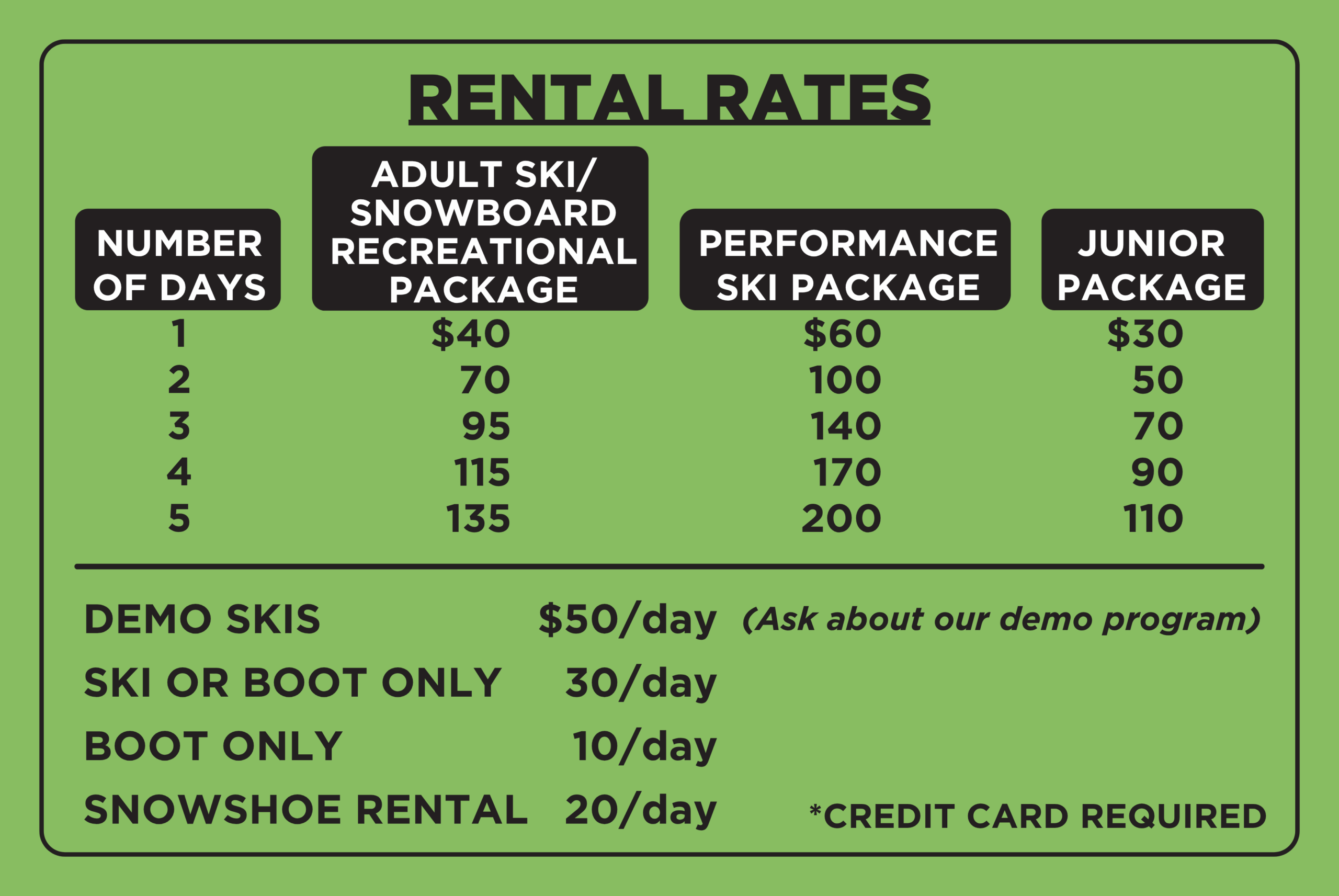 Ski Rentals at Northern Ski Works