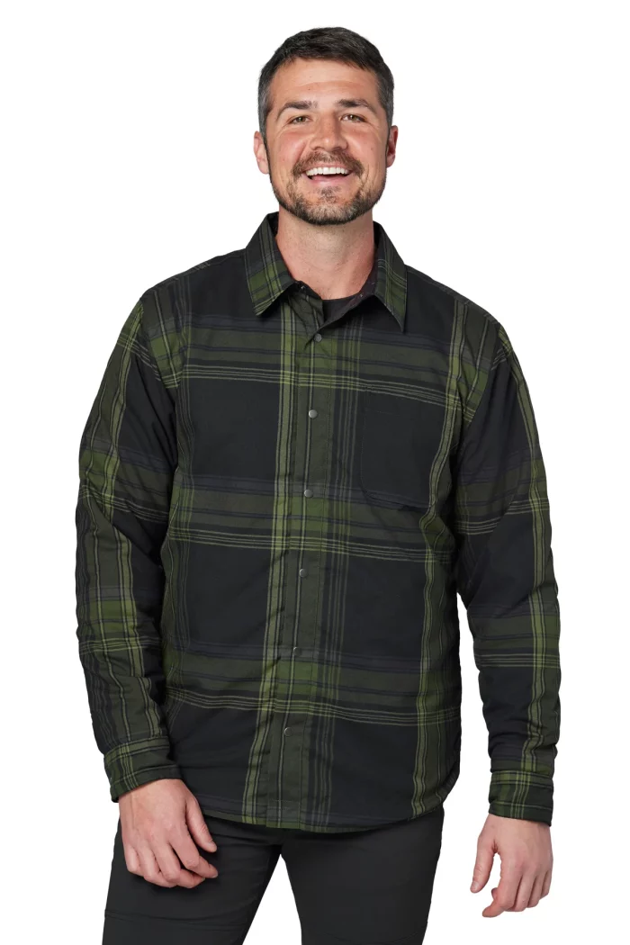 Sinclair-Pine-e1698351716220.webp Flylow Men’s Sinclair Insulated Flannel Shirt - Image 1